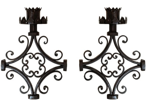 Pair of Wrought Iron 1-Light Sconces