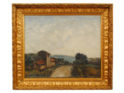 Oil on Canvas of an Italian Village, signed Agnelli