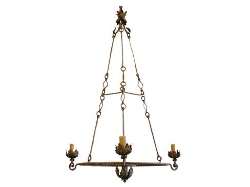 Painted and Wrought Iron 4-Light Chandelier