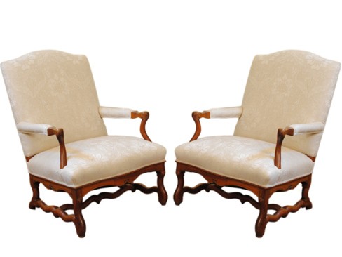 Pair of Carved Bois Clair Fauteuils
