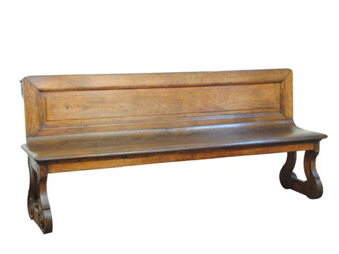 Carved and Paneled Oak Bench