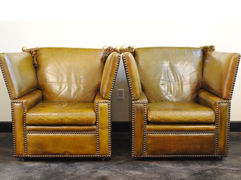 Pair of Leather Upholstered Adjustable Chairs