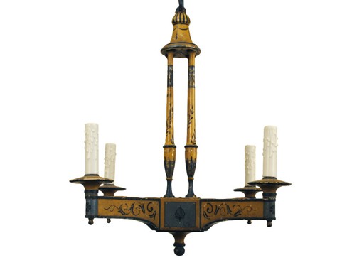 Painted Wood and Tole Chandelier