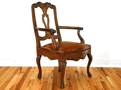 Slightly Smaller Leather Upholstered Armchair 