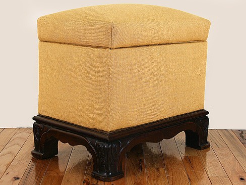 Walnut and Upholstered Hinged Top Bench