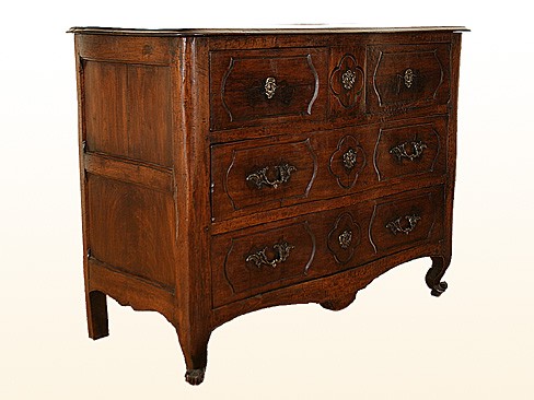 Provincial 4-Drawer Walnut Commode