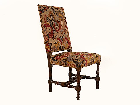 Walnut Needlepoint Upholstered Side Chair