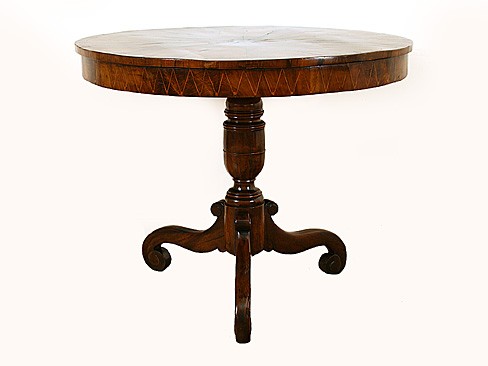 Round Centro Tavolo in Olivewood and Walnut