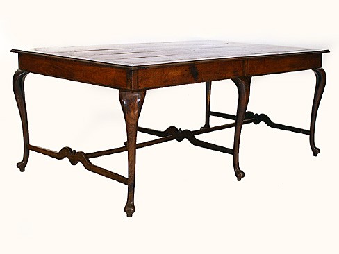 Mahogany 6-Leg Library Table with Unusual Double H-Form Stretchers
