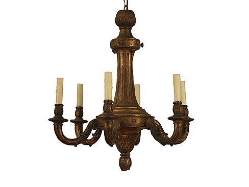 Carved Giltwood 6-Light Chandelier