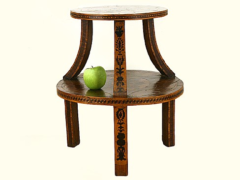 Two-Tiered Walnut and Mixed Veneers Occasional Table