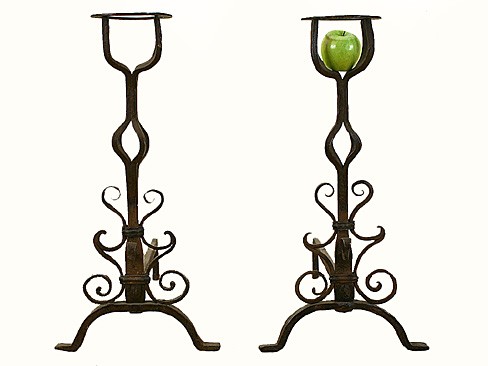 Pair of Wrought Iron Andirons 
