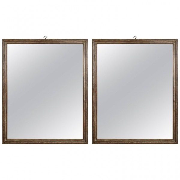 Pair of Large Carved Wood and Mecca Frames Now Mirrors