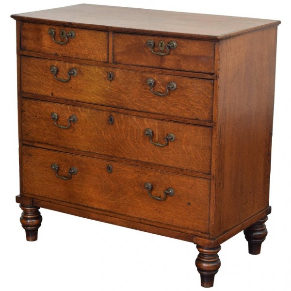 Oak and Walnut 5-Drawer Chest