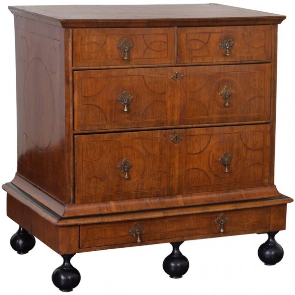 Walnut and Band Inlaid Cabinet on Stand