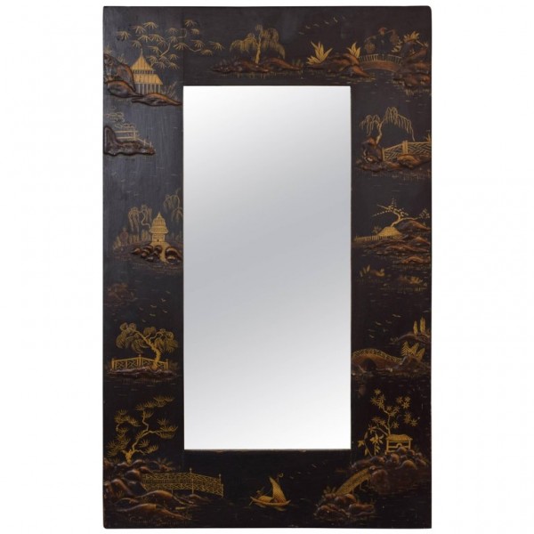 Small Chinoiserie Paint Decorated Wall Mirror