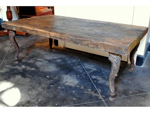 Rustic Coffee Table with Iron Legs