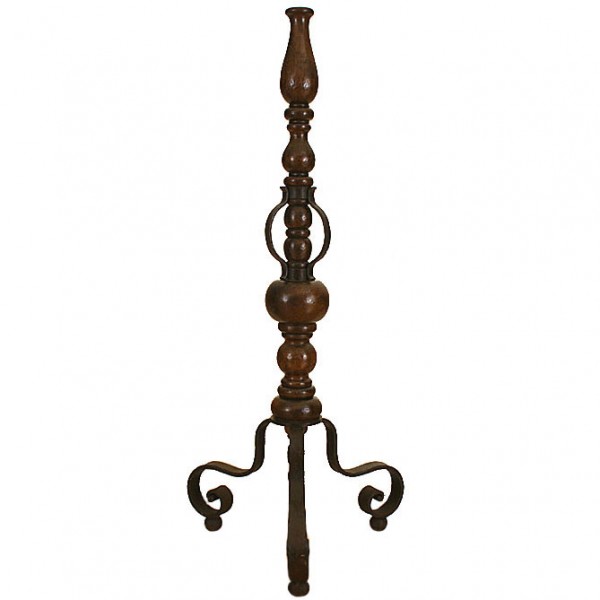 Stained Walnut and Iron Torchere