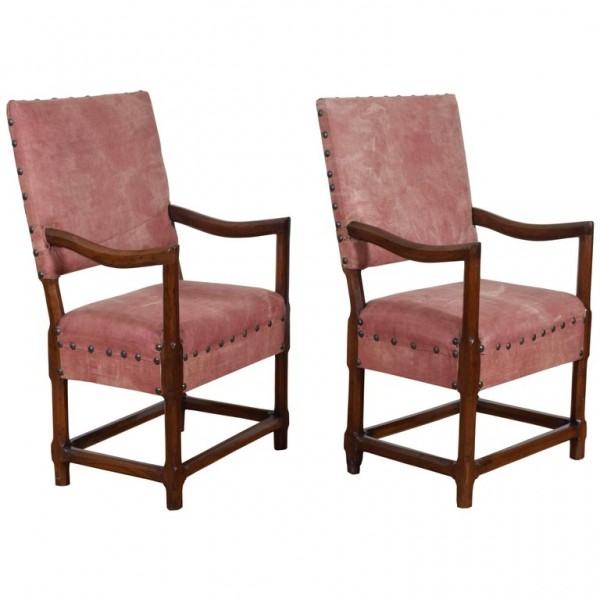 Pair of Walnut Armchairs