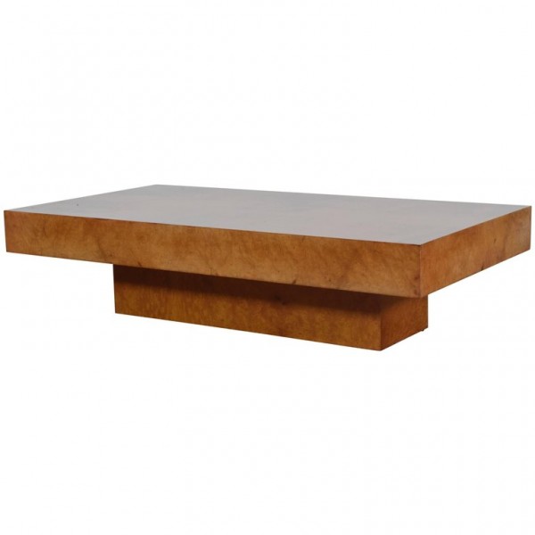 Burl Walnut Veneer Low Coffee Table