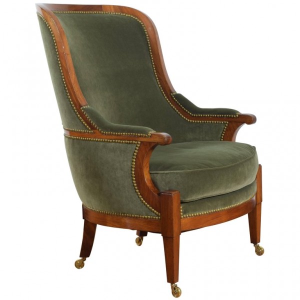 Fruitwood and Upholstered Bergere