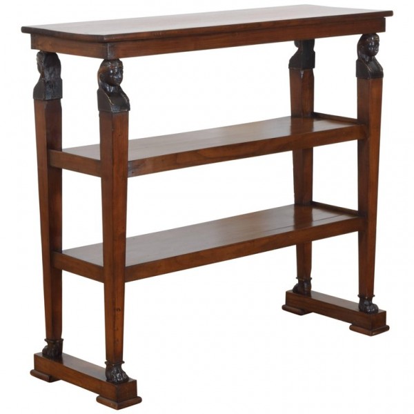 Walnut, Ebonized, and Gilded Etagere