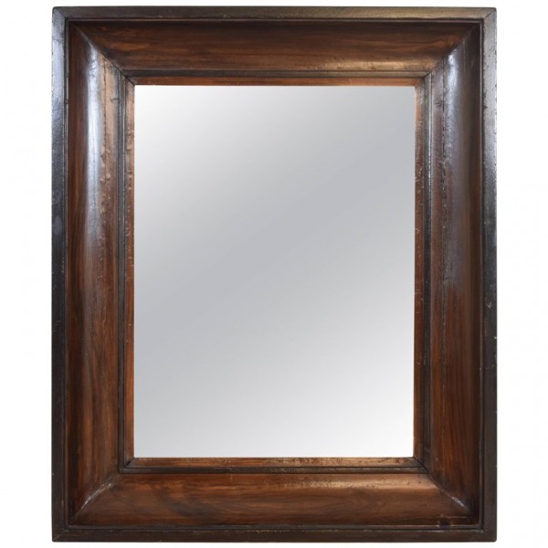Faux Grain Painted and Ebonized Wall Mirror