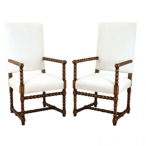 Pair of Walnut "Spool" Armchairs