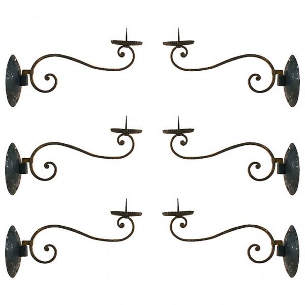 6 Provincial Wrought Iron and Metal Wall Appliques