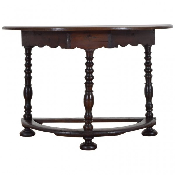 Walnut Demilune Console Table