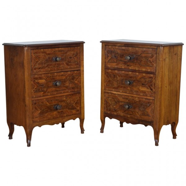 Pair of Walnut and Fruitwood Bedside Commodes