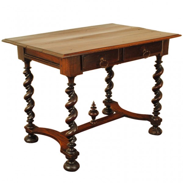 2-Drawer Walnut Side Table