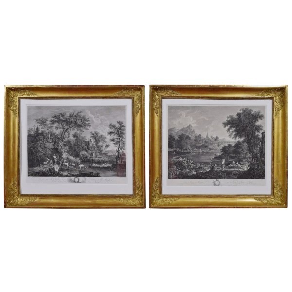Pair of Engravings in Period Giltwood Frames