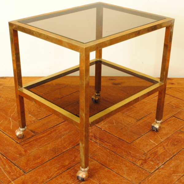 2-Level Brass and Glass Etagere