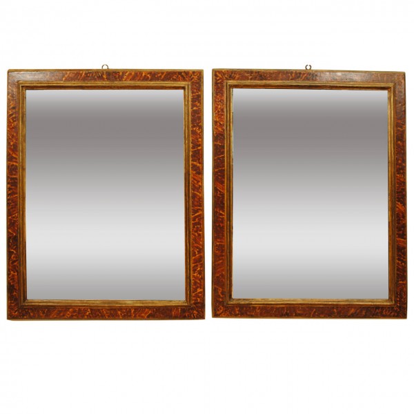 Pair of Faux Tortoise Painted Frames/Mirrors