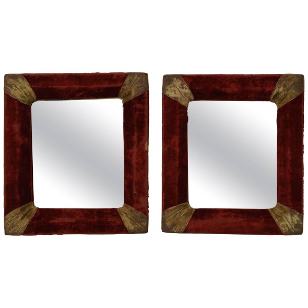 Pair of Velvet Covered Frames with Later Mirror Plates
