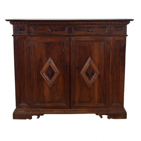 Walnut 1-Drawer, 2-Door Credenza