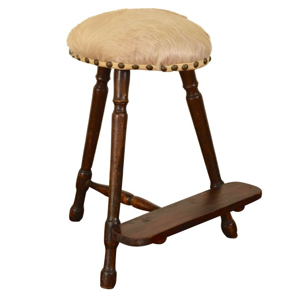 Walnut and Upholstered Tall Work Stool
