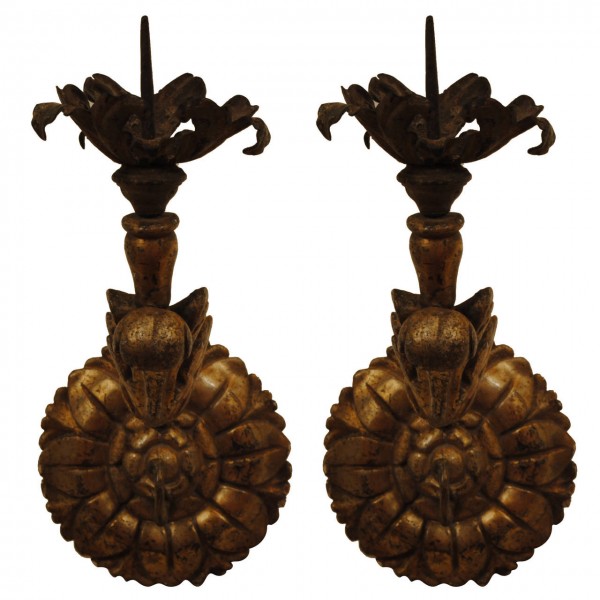 Pair of Carved Giltwood Sconces