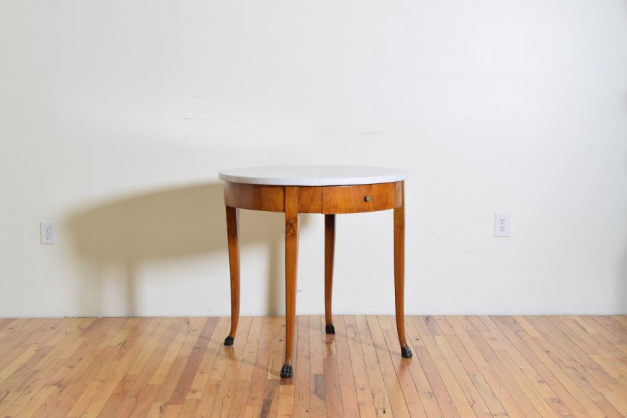 Cherrywood, Ebonized, and Marble-Top Table