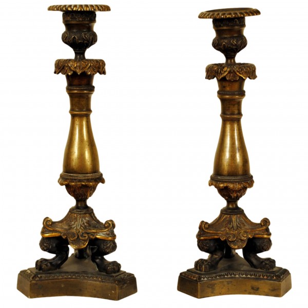 Pair of Cast Brass Candlesticks