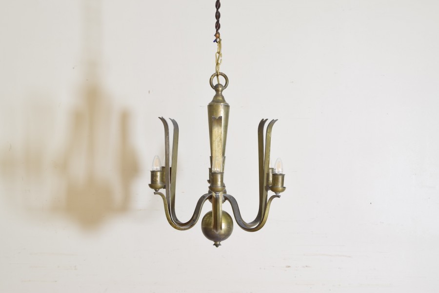 Brass 6-Light Chandelier