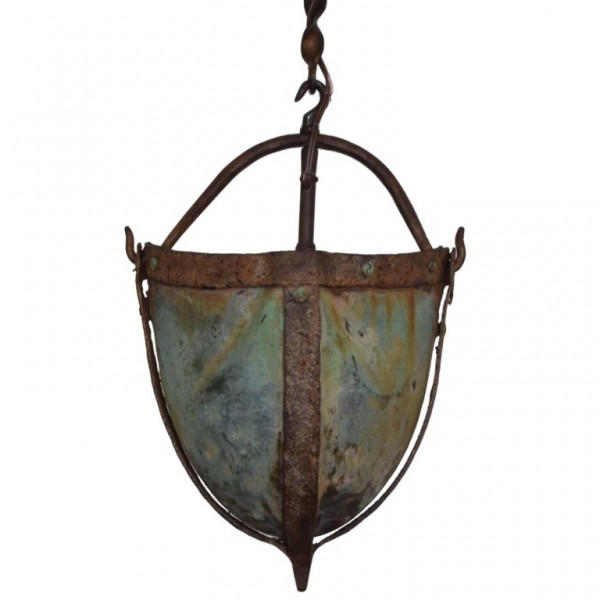 Iron and Copper Secchio Pozzo or Well Bucket Mounted as a Lantern