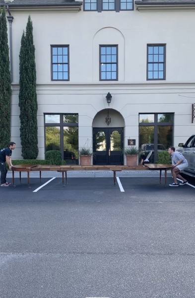 Walnut and Brass Foldover Dining Table, Stamped "G.Jacob"