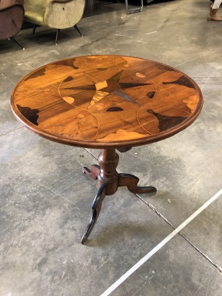 Walnut and Mixed Veneers 1-Drawer Table