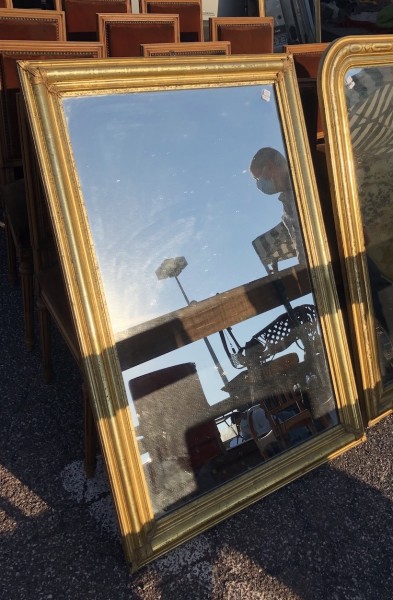 Wooden and Silver Gilt-Gesso Mirror