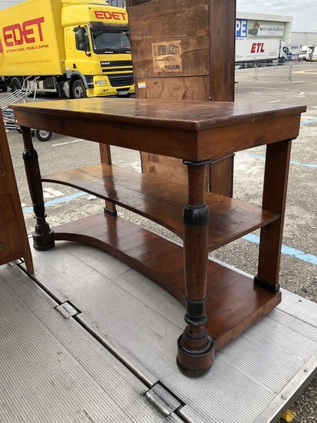 Pinewood and Ebonized Etagere Console