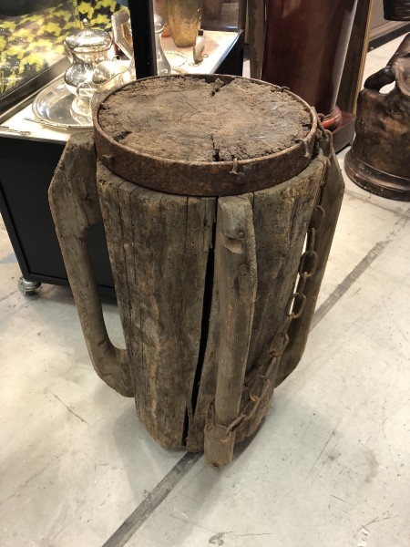 Wooden and Iron 4-Handled Pile Driver