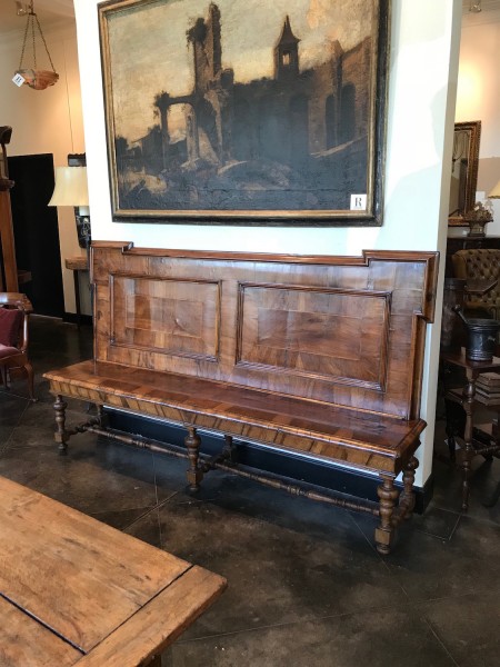 Walnut and Walnut Veneered Bench
