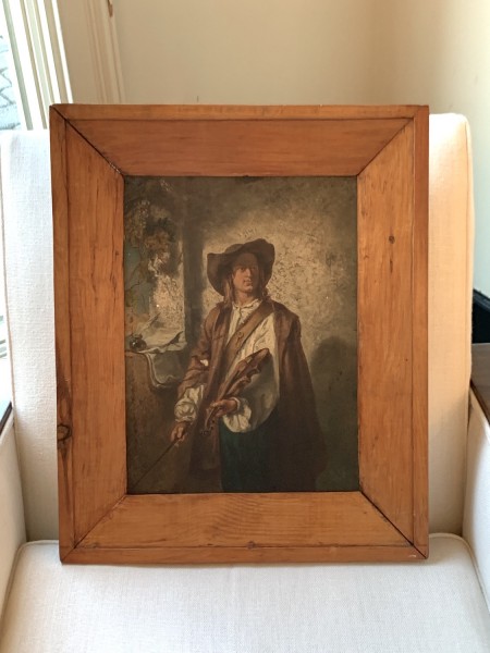 Oil on Board, Man of Letters with Violin